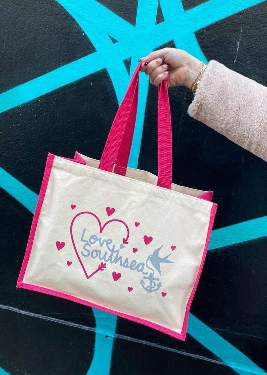 Love Southsea pink logo tote bag