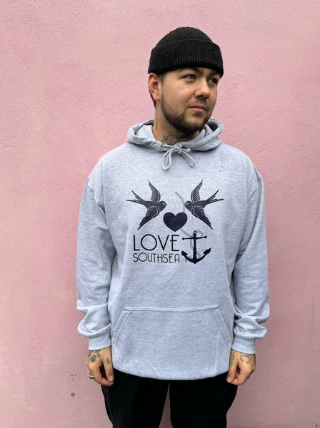 Grey & navy Bird & Anchor hoodie