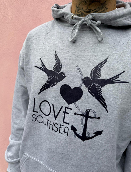 Grey & navy Bird & Anchor hoodie