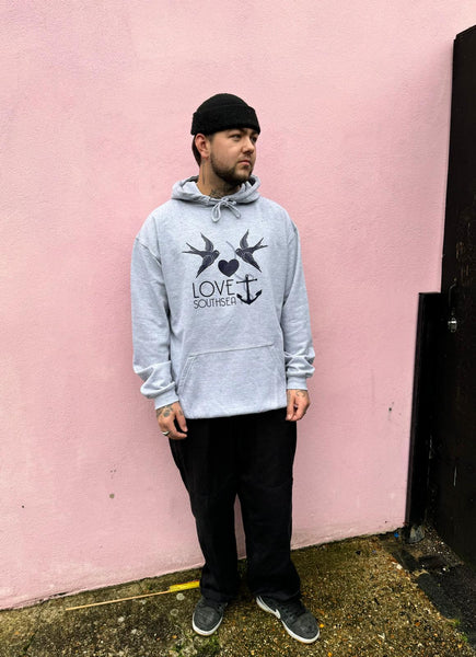 Grey & navy Bird & Anchor hoodie