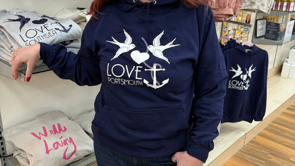 Love PORTSMOUTH hoodie (Navy/White)