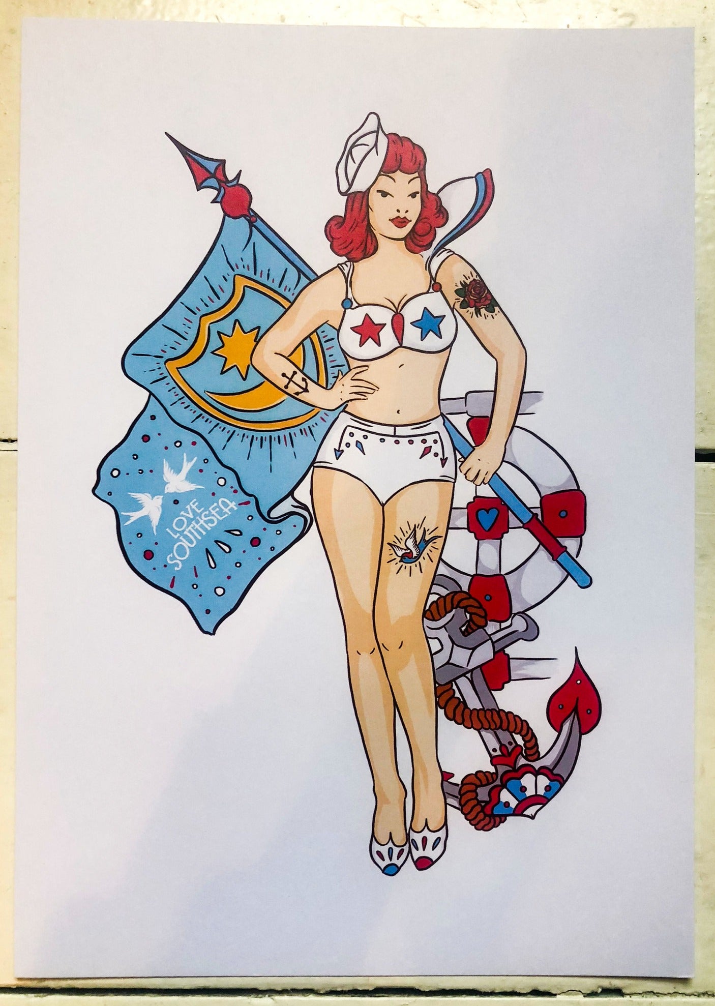 Love Pompey Flag Sailor Girl Print