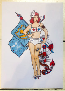 Love Pompey Flag Sailor Girl Print
