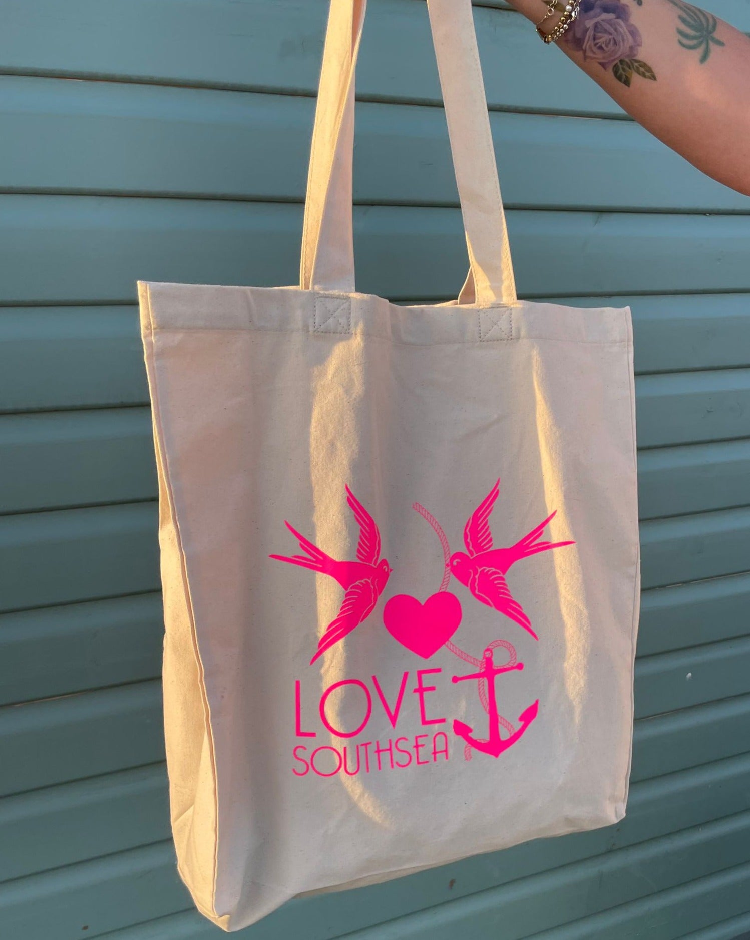 Love Southsea pink logo tote bag