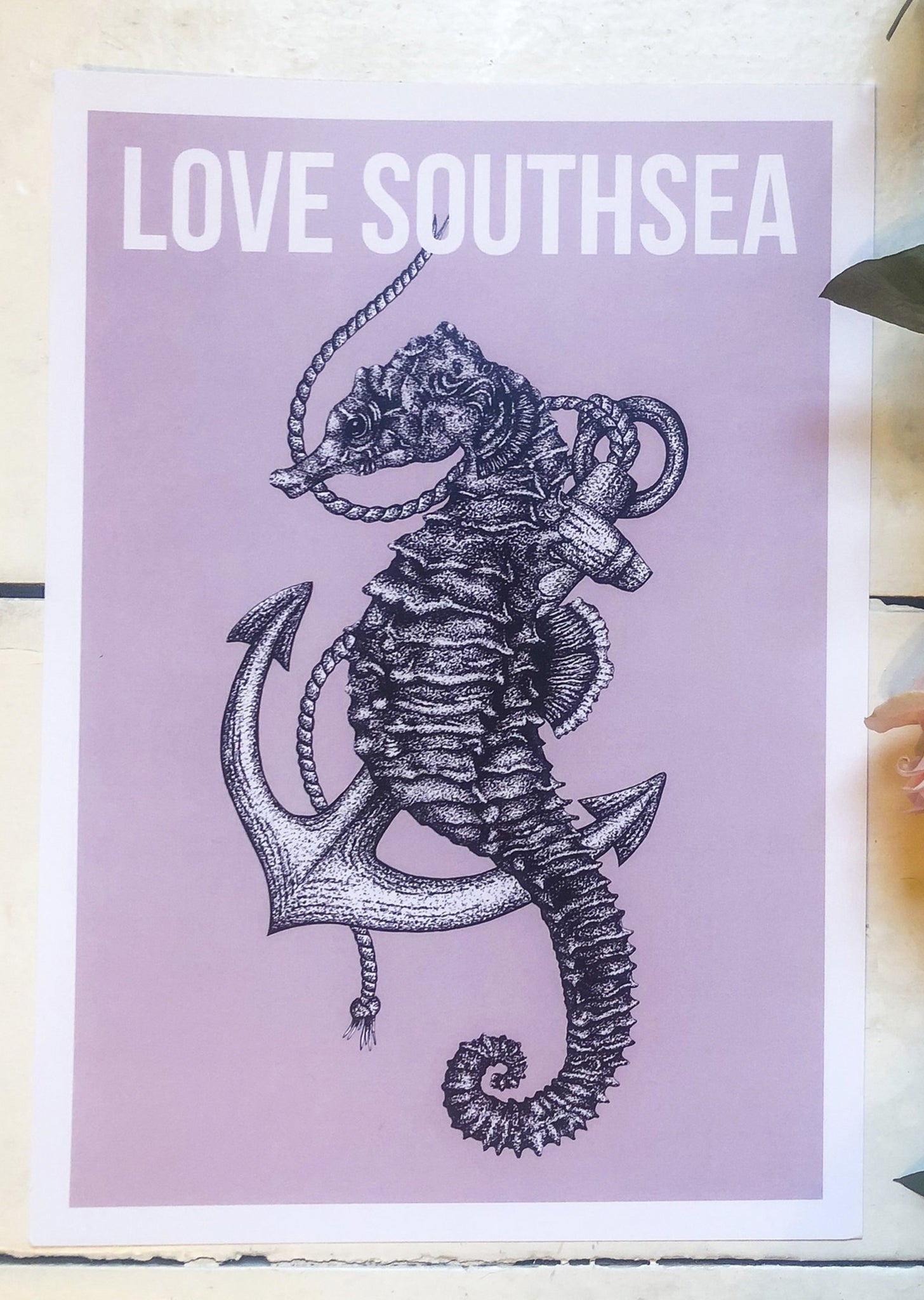 Pink Seahorse Illustration Print