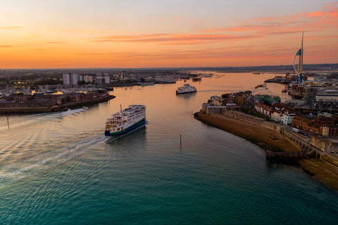 'Autumn Sunset at Portsmouth Harbour' Aerial Drone Photo Print